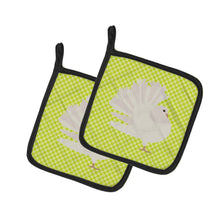 Load image into Gallery viewer, Silver Fantail Pigeon Green Pot Holders - Set of 2 - Heat-Resistant Kitchen Essentials BB7776PTHD