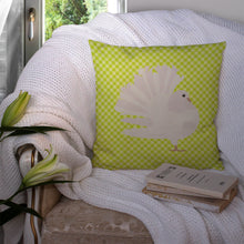 Load image into Gallery viewer, Silver Fantail Pigeon Green Throw Pillow - 14x14 Decorative Pillow – Art for Your Home &amp; Patio BB7776PW1414