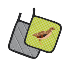 Load image into Gallery viewer, Golden Phoenix Quail Green Pot Holders - Set of 2 - Heat-Resistant Kitchen Essentials BB7781PTHD