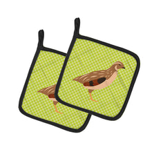 Load image into Gallery viewer, Golden Phoenix Quail Green Pot Holders - Set of 2 - Heat-Resistant Kitchen Essentials BB7781PTHD