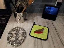 Load image into Gallery viewer, Chinese Painted or King Quail Green Pot Holders - Set of 2 - Heat-Resistant Kitchen Essentials BB7782PTHD