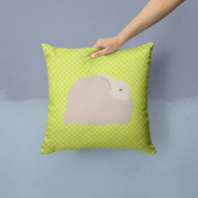 Load image into Gallery viewer, Fluffy Angora Rabbit Green Throw Pillow - 14x14 Decorative Pillow – Art for Your Home &amp; Patio BB7785PW1414