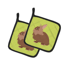 Load image into Gallery viewer, Lionhead Rabbit Green Pot Holders - Set of 2 - Heat-Resistant Kitchen Essentials BB7786PTHD