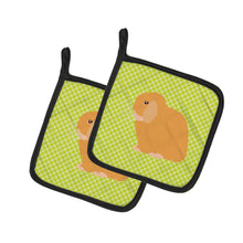 Load image into Gallery viewer, Holland Lop Rabbit Green Pot Holders - Set of 2 - Heat-Resistant Kitchen Essentials BB7794PTHD