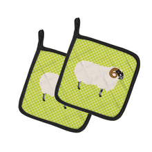 Load image into Gallery viewer, Scottish Blackface Sheep Green Pot Holders - Set of 2 - Heat-Resistant Kitchen Essentials BB7799PTHD