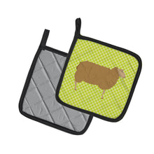 Load image into Gallery viewer, East Friesian Sheep Green Pot Holders - Set of 2 - Heat-Resistant Kitchen Essentials BB7803PTHD
