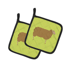 Load image into Gallery viewer, East Friesian Sheep Green Pot Holders - Set of 2 - Heat-Resistant Kitchen Essentials BB7803PTHD