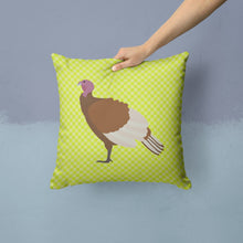 Load image into Gallery viewer, Bourbon Red Turkey Hen Green Throw Pillow - 14x14 Decorative Pillow – Art for Your Home &amp; Patio BB7808PW1414