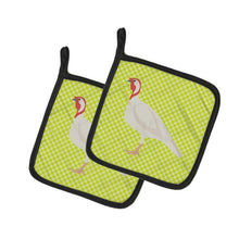 Load image into Gallery viewer, Beltsville Small White Turkey Hen Green Pot Holders - Set of 2 - Heat-Resistant Kitchen Essentials BB7815PTHD