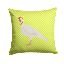 Load image into Gallery viewer, Beltsville Small White Turkey Hen Green Throw Pillow - 14x14 Decorative Pillow – Art for Your Home &amp; Patio BB7815PW1414