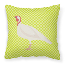 Load image into Gallery viewer, Beltsville Small White Turkey Hen Green Fabric Decorative Pillow BB7815PW1818
