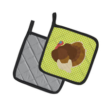 Load image into Gallery viewer, French Turkey Dindon Green Pot Holders - Set of 2 - Heat-Resistant Kitchen Essentials BB7816PTHD