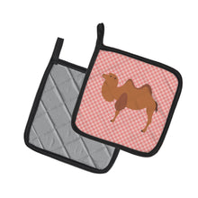 Load image into Gallery viewer, Bactrian Camel Pink Check Pot Holders - Set of 2 - Heat-Resistant Kitchen Essentials BB7818PTHD