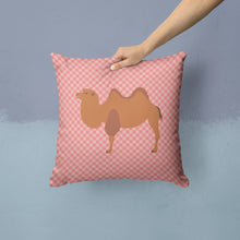 Load image into Gallery viewer, Bactrian Camel Pink Check Throw Pillow - 14x14 Decorative Pillow – Art for Your Home &amp; Patio BB7818PW1414