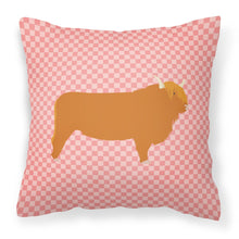 Load image into Gallery viewer, Highland Cow Pink Check Fabric Decorative Pillow BB7820PW1818