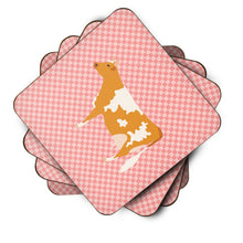 Load image into Gallery viewer, Guernsey Cow Pink Check Foam Coaster  BB7821FC