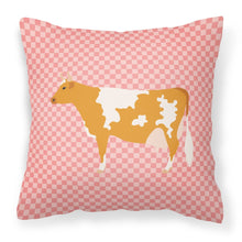 Load image into Gallery viewer, Guernsey Cow Pink Check Fabric Decorative Pillow BB7821PW1818
