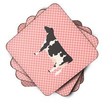 Load image into Gallery viewer, Holstein Cow Pink Check Foam Coaster  BB7822FC