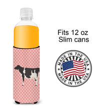 Load image into Gallery viewer, Holstein Cow Pink Check   Hugger for slim cans