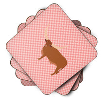 Load image into Gallery viewer, Ankole-Watusu Cow Pink Check Foam Coaster  BB7823FC