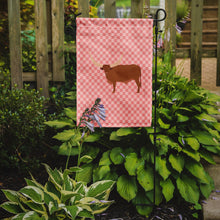 Load image into Gallery viewer, Ankole-Watusu Cow Pink Check Garden Flag - Outdoor Decorative Yard Flag