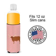 Load image into Gallery viewer, Ankole-Watusu Cow Pink Check   Hugger for slim cans