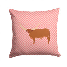 Load image into Gallery viewer, Ankole-Watusu Cow Pink Check Throw Pillow - 14x14 Decorative Pillow – Art for Your Home &amp; Patio BB7823PW1414