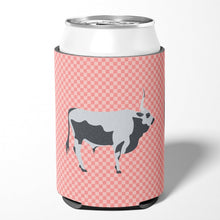 Load image into Gallery viewer, Hungarian Grey Steppe Cow Pink Check Can or Bottle Hugger BB7824CC