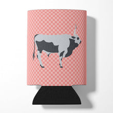 Load image into Gallery viewer, Hungarian Grey Steppe Cow Pink Check Can or Bottle Hugger BB7824CC