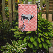 Load image into Gallery viewer, Hungarian Grey Steppe Cow Pink Check Garden Flag - Outdoor Decorative Yard Flag