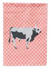 Load image into Gallery viewer, Hungarian Grey Steppe Cow Pink Check Garden Flag - Outdoor Decorative Yard Flag