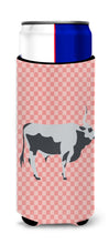 Load image into Gallery viewer, Hungarian Grey Steppe Cow Pink Check   Hugger for slim cans