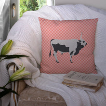 Load image into Gallery viewer, Hungarian Grey Steppe Cow Pink Check Throw Pillow - 14x14 Decorative Pillow – Art for Your Home &amp; Patio BB7824PW1414