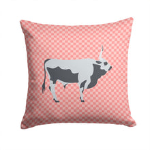 Load image into Gallery viewer, Hungarian Grey Steppe Cow Pink Check Throw Pillow - 14x14 Decorative Pillow – Art for Your Home &amp; Patio BB7824PW1414