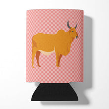 Load image into Gallery viewer, Zebu Indicine Cow Pink Check Can or Bottle Hugger BB7825CC