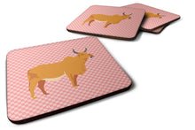 Load image into Gallery viewer, Zebu Indicine Cow Pink Check Foam Coaster  BB7825FC