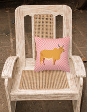 Load image into Gallery viewer, Zebu Indicine Cow Pink Check Fabric Decorative Pillow BB7825PW1818