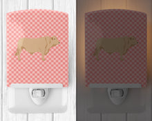 Load image into Gallery viewer, Charolais Cow Pink Check Ceramic Night Light BB7826CNL