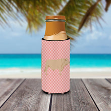 Load image into Gallery viewer, Charolais Cow Pink Check   Hugger for slim cans