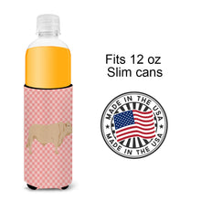 Load image into Gallery viewer, Charolais Cow Pink Check   Hugger for slim cans