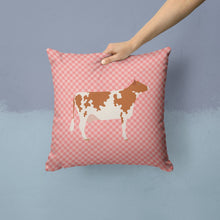 Load image into Gallery viewer, Ayrshire Cow Pink Check Throw Pillow - 14x14 Decorative Pillow – Art for Your Home &amp; Patio BB7827PW1414