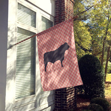 Load image into Gallery viewer, Black Angus Cow Pink Check Flag Canvas House Size BB7828CHF