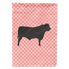 Load image into Gallery viewer, Black Angus Cow Pink Check Flag Canvas House Size BB7828CHF