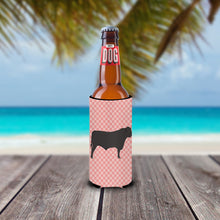 Load image into Gallery viewer, Black Angus Cow Pink Check   Hugger for slim cans