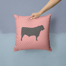 Load image into Gallery viewer, Black Angus Cow Pink Check Throw Pillow - 14x14 Decorative Pillow – Art for Your Home &amp; Patio BB7828PW1414