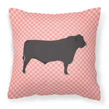 Load image into Gallery viewer, Black Angus Cow Pink Check Fabric Decorative Pillow BB7828PW1818