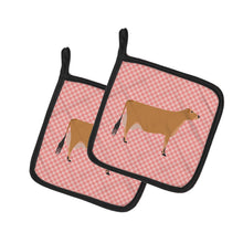 Load image into Gallery viewer, Jersey Cow Pink Check Pot Holders - Set of 2 - Heat-Resistant Kitchen Essentials BB7829PTHD