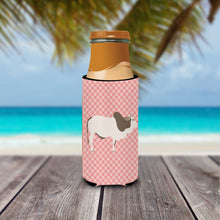 Load image into Gallery viewer, Malvi Cow Pink Check   Hugger for slim cans