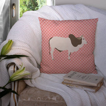 Load image into Gallery viewer, Malvi Cow Pink Check Throw Pillow - 14x14 Decorative Pillow – Art for Your Home &amp; Patio BB7830PW1414