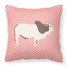 Load image into Gallery viewer, Malvi Cow Pink Check Fabric Decorative Pillow BB7830PW1818